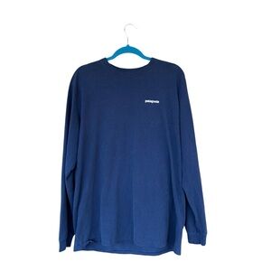Patagonia Blue P-6 Logo Long Sleeve Graphic Tee XXL Regular Fit Outdoor Shirt